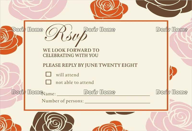 

Personalized RSVP Card with Free Envelope for Wedding / Party,50 pcs/lot,R16
