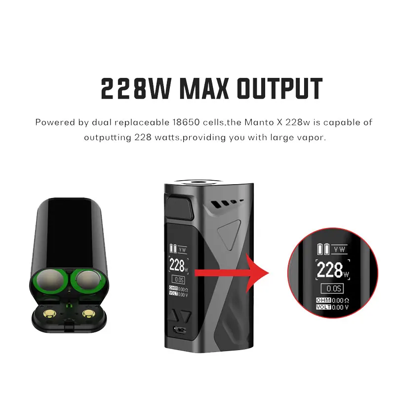 Оригинальный Rincoe Manto X Mesh 228 Вт Vape комплект с 6 мл Metis Mix Atomizer fit 4 вида сетки катушки