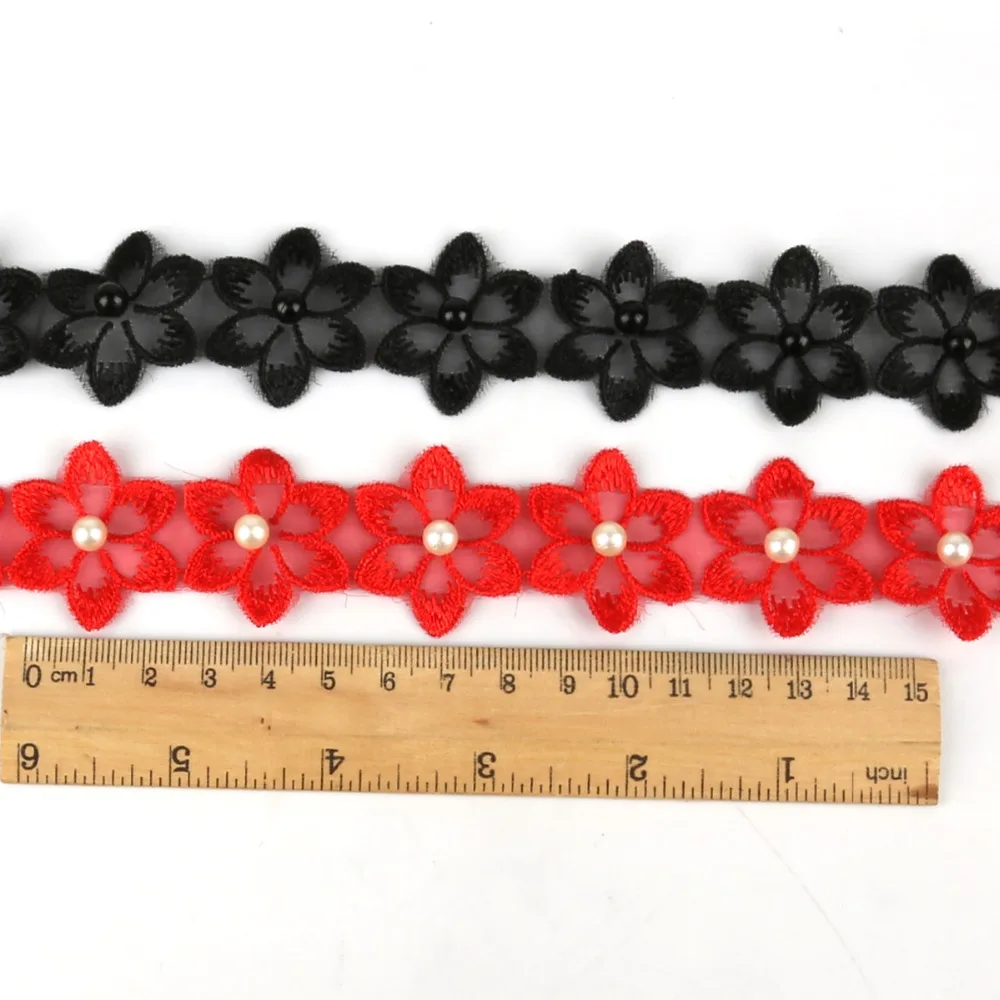 Новые жемчужные цветы растворимые органзы Кружева отделка Вязание Свадьба