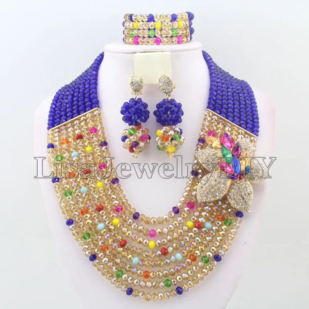 

2019 New Arrival African Beads Jewelry Set Nigerian Wedding African Crystal Beads Jewelry Set HD1904