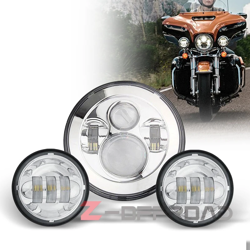 Для уличного Glide мотоциклов освещение 7 &quotLED H4 Фара + 4 5 дюйма противотуманная фара
