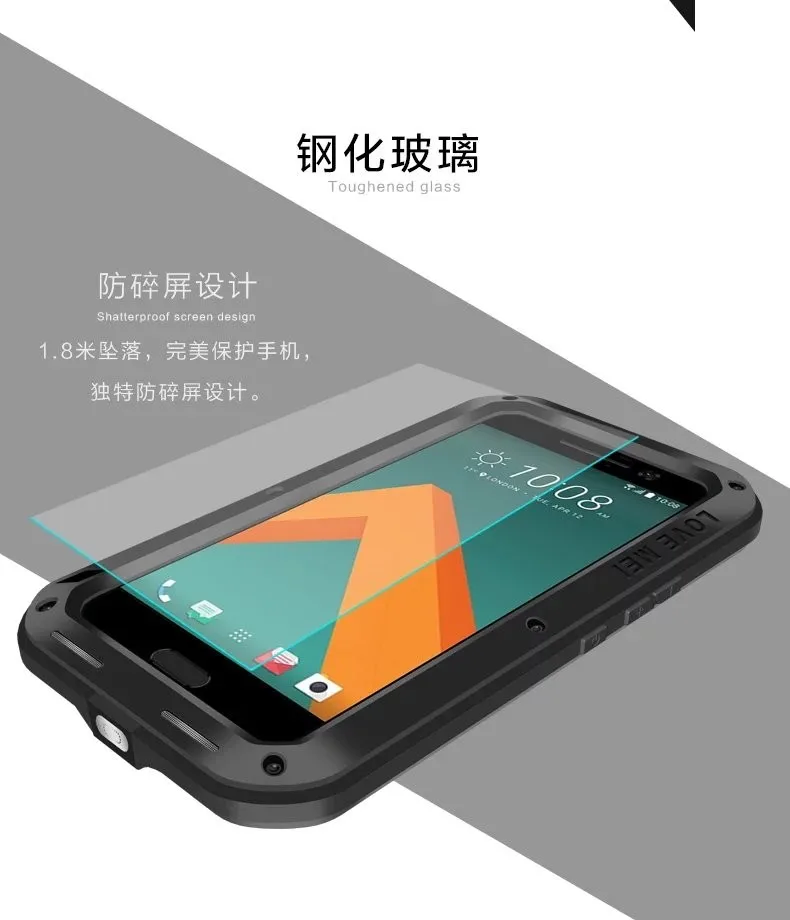Водонепроницаемый ударопрочный грязеотталкивающий чехол для htc One M10 htc 10, чехол, чехол для телефона, кожаная сумка с гориллой стеклом