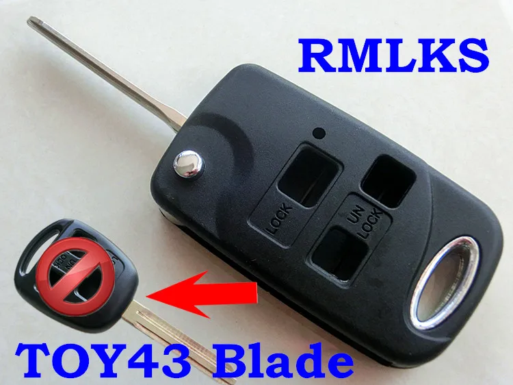 

RMLKS Folding Flip 2 3 Button Remote Key Shell Fit For Toyota RAV4 Avalon Echo Prado Tarago Camry Tarago TOY43 Blade