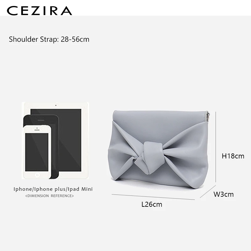 

CEZIRA Girls Flap Day Clutch Bags for Women Fashion Knotted Bow Design Pu Leather Purse&Handbag Ladies Hand Carry Party Dating