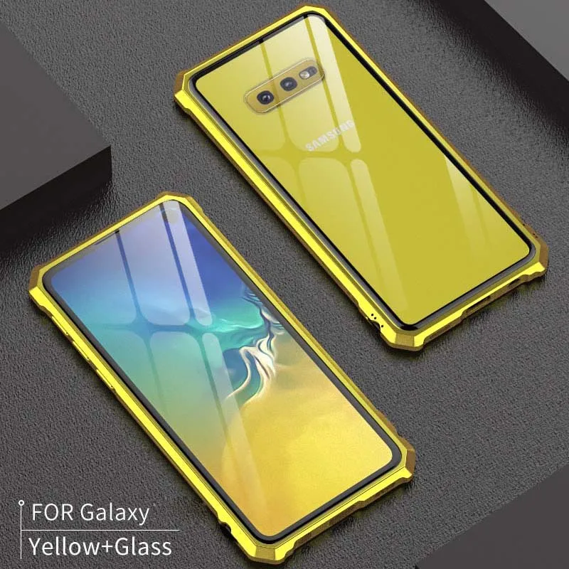 Роскошные Алюминий металлический чехол-броня для samsung Galaxy S10 плюс S10 E S10 тонкая рамка корпус бампер задняя прозрачная Стекло KS0007