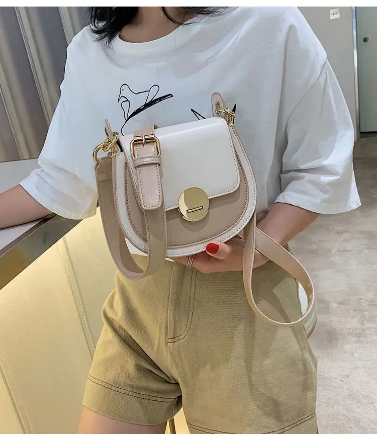 Fashion MINI Saddle Bag Women Contrast color PU Leather Good Quality Shoulder Bag Ladies Crossbody messenger Bags Shopping Bag