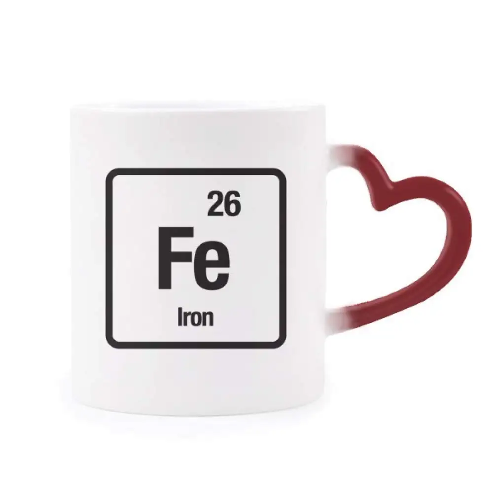 Fe Iron Chemical Element Science Morphing Mug Heat Sensitive Red Heart Cup | Mugs