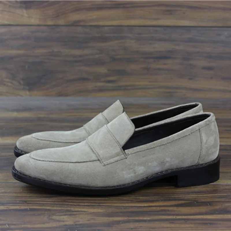 MALONEDA Brand 100% Full Genuine Leather Handmade Cow Suede Mens Loafers Slip On Grey Casual Shoes With Goodyear Handcraft | Обувь