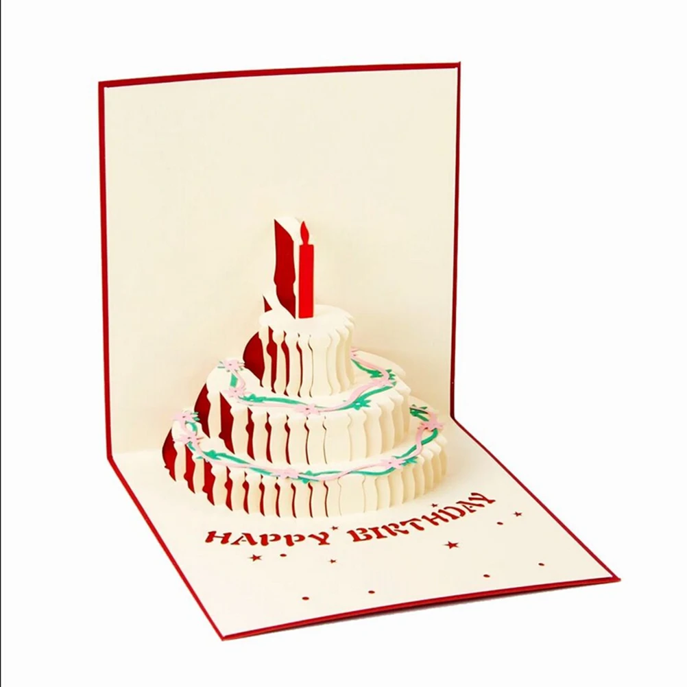 

3D Handcrafted Origami BirthdayCake Candle DesignGreeting Card EnvelopeInvitation CardKirigami AnniversaryPopUp Wholesale15*15cm