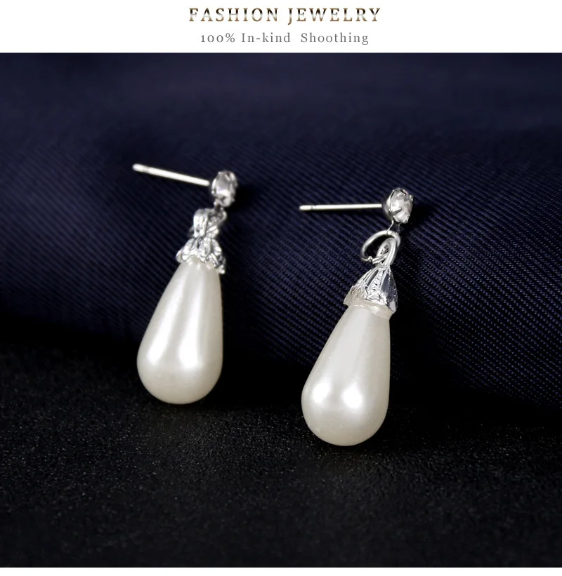 Fashion Imitation Pearl Drop Earrings Necklace Women Wedding Jewelry Sets Charming Flower Pendant Crystal Bridal Set T | Украшения и