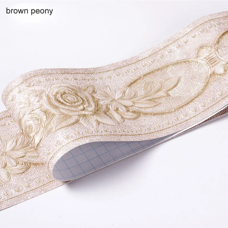 brown peony Водонепроницаемый плинтус самоклеющиеся 5 м длина линия талии границы наклейки на стену 3D рельеф деревенский плитка Винтаж обои границы - Цвет: brown peony
