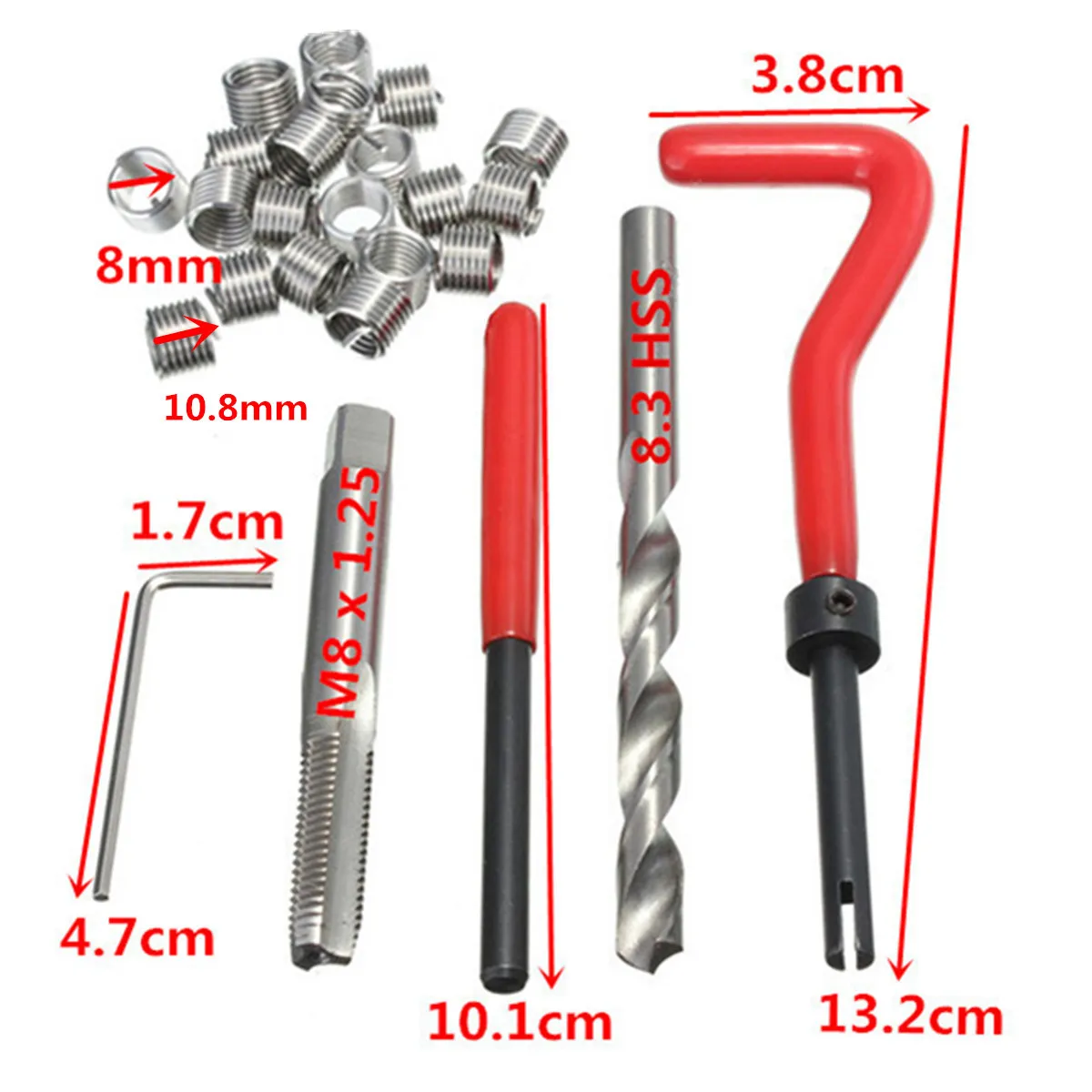 25pcs M8x1.25x10.8 15 шт./25 шт. M8 M10 M12 M14 спиральные-восстановление нитки руководство по ремонту проволочная Вставка комплект с Жесткий Чехол для двигателя ремонтировать поврежденные нити - Цвет: 25pcs M8x1.25x10.8