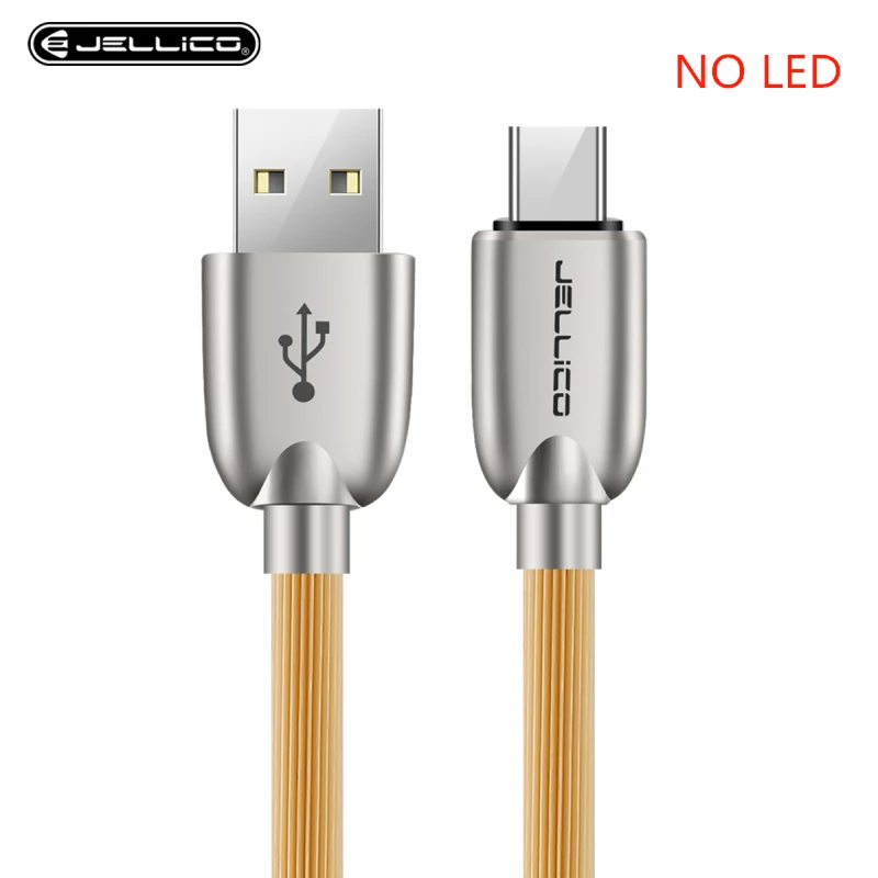 Jellico светодиодный usb-кабель типа C для samsung Galaxy S9 USB C кабель type-C кабель для быстрой зарядки для huawei Xiaomi Mi6 шнур - Цвет: Yellow (NO LED)