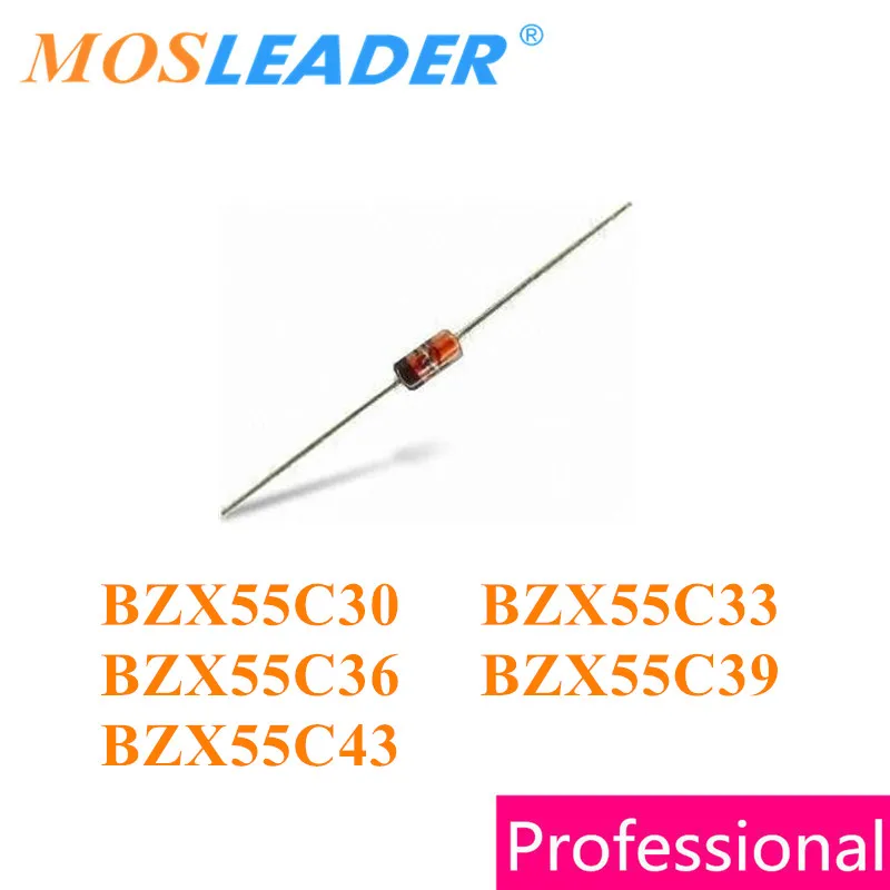 Mosleader 1000 шт. DO35 BZX55C серия BZX55C30 30V BZX55C33 33V BZX55C36 36V BZX55C39 39V BZX55C43 43V 1/2W Zeners Сделано в