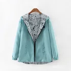 Куртка Женская Базовая с мультяшным принтом, двусторонняя верхняя одежда на молнии, с капюшоном и карманами, весна-осень 2021