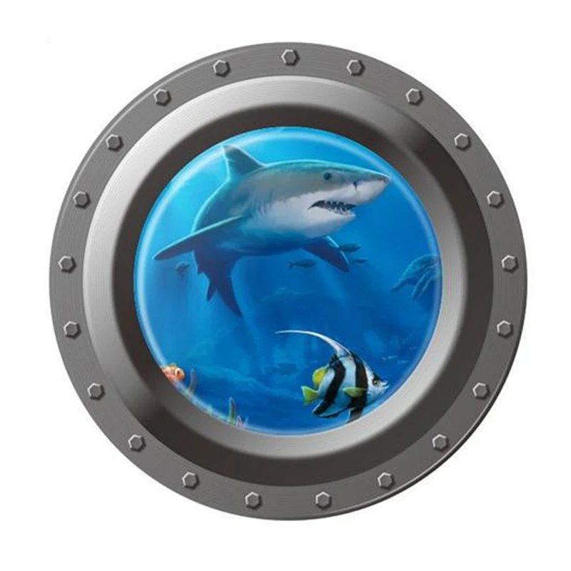 W001 Милый мультфильм Коралловая рыба черепаха морской мир животные 3D окно подводной лодки домашний декор наклейка на стену для ванной гостиной Наклейка Рождество - Цвет: W001