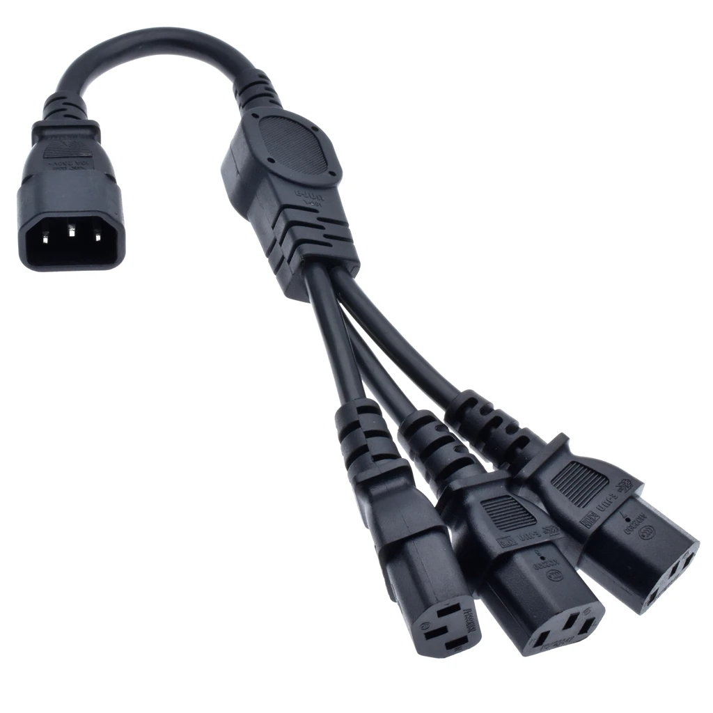 Высокое качество IEC 320 C14 штекер для 3XC13 Женский Y Тип сплиттер шнур питания, C14 до 3 x C13, 250 В/10A 1 шт - Цвет: C14-3XC13