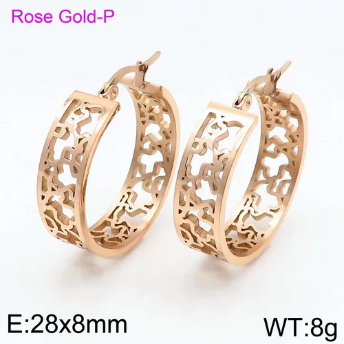 Foreign trade hot sale bear earrings titanium steel jewelry fashion hollow gold and silver mascot round j | Украшения и
