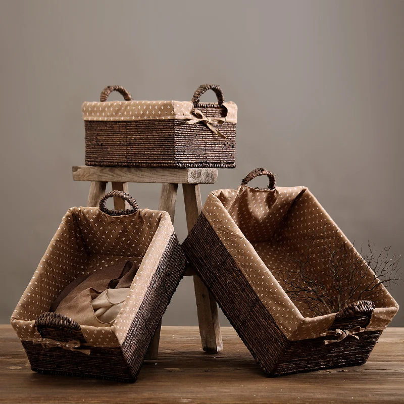 

reaationary hand-knitted basket home decoration of the storage basket creative sundries box rattan handicrafts