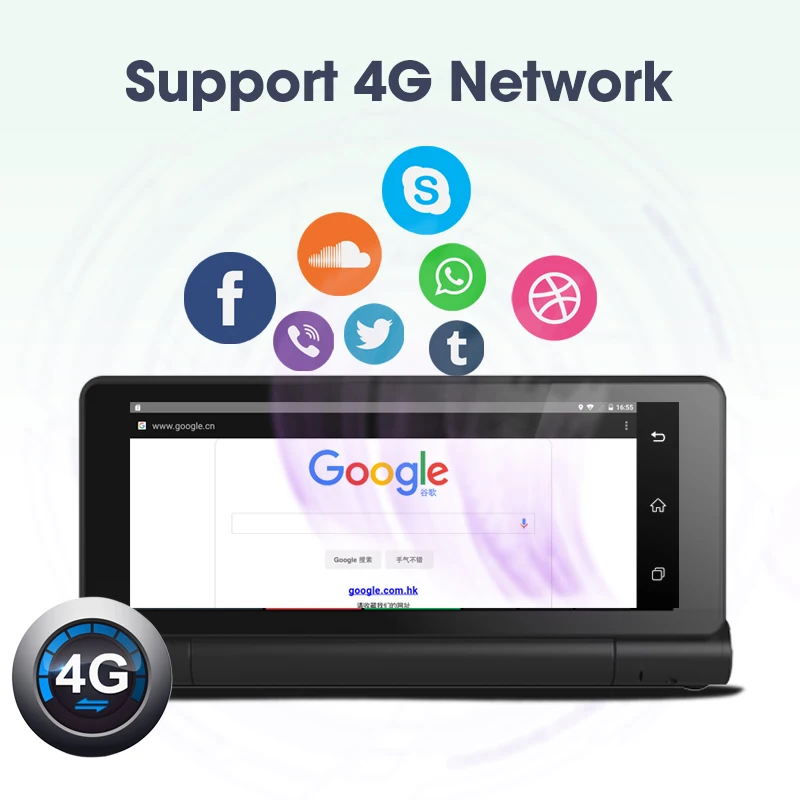 6,8" Android автомобильный видеорегистратор сенсорный экран WiFi Bluetooth 4G gps навигация Двойная камера с gps картой Европы