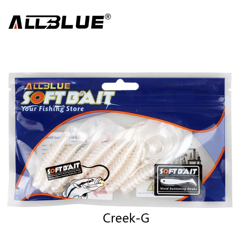 ALLBLUE крик одинарная Мягкая приманка с хвостом 3,2 г/82 мм 8 шт./лот, двойные Силиконовые Рыболовные Приманки isca, искусственные - Цвет: Color G