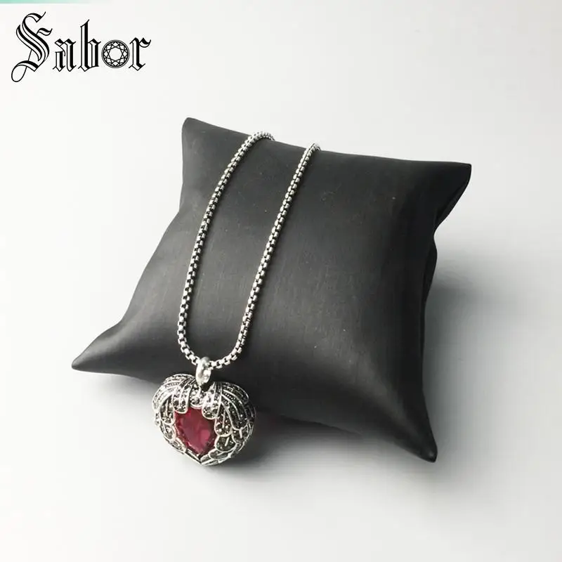 Ожерелье с подвеской из цепочки красным кристаллом в форме сердца подарок для