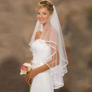 Свадебная Фата с расческой и расческой, сексуальная, окрашенная в пряжу, один слой, 2017 настоящие фото, лента, белая, слоновая кость, тюль, для невесты недорогая Фата для невесты