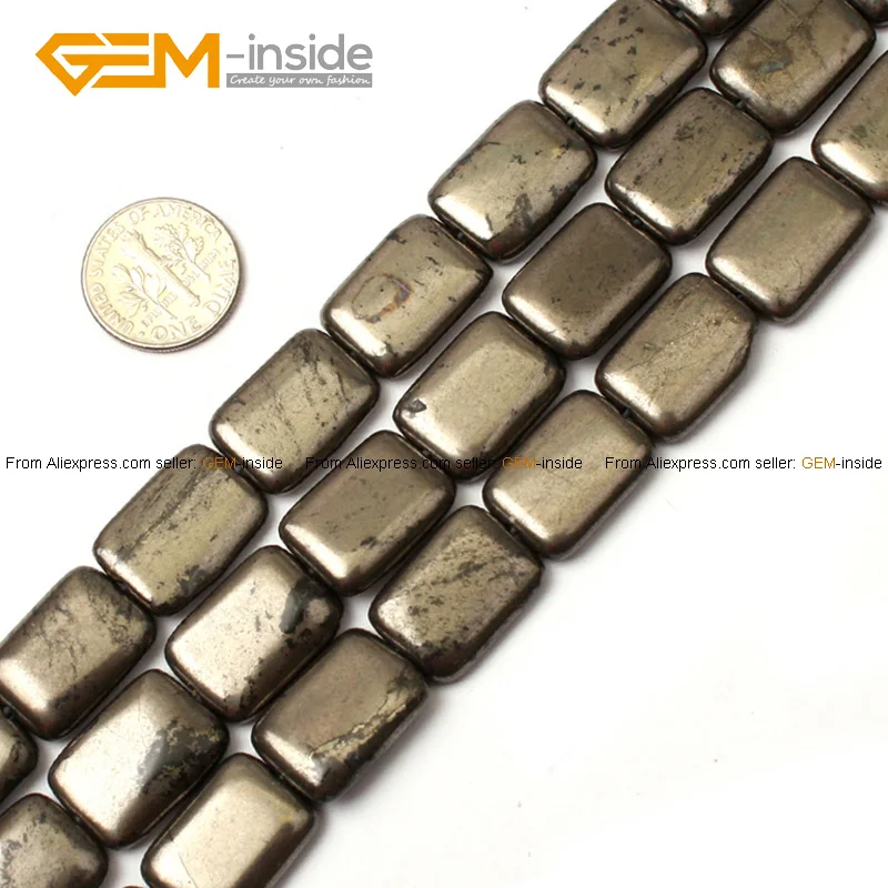 Натуральный прямоугольник посеребренный серый пиритовый Бисер для изготовления