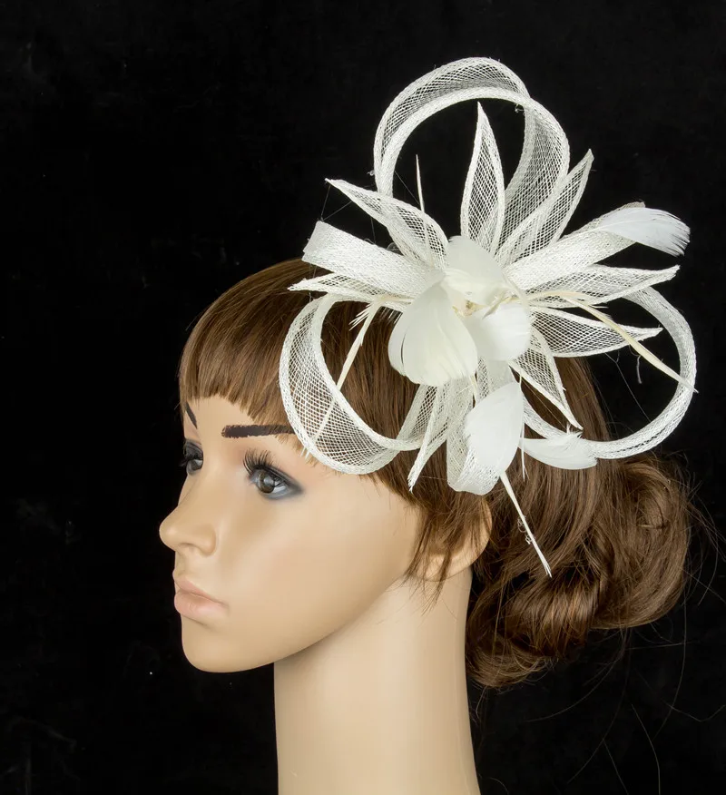 yellow bridal millinery sinamay fascinators hair comb fashion feather accessories popular occasion headwear women party hat |