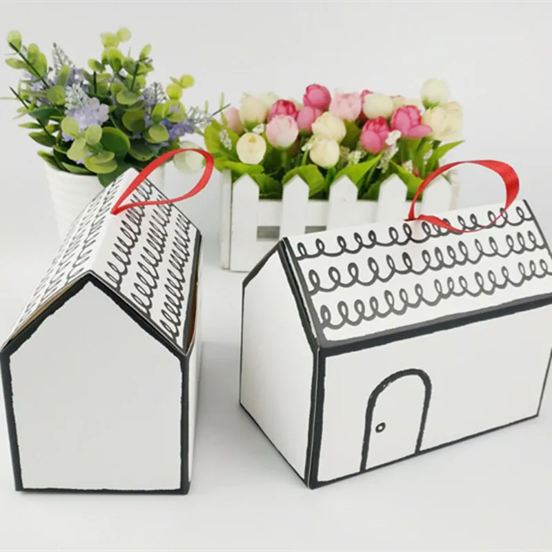 10 шт. большая подарочная коробка в форме Белого дома упаковка для торта конфет с