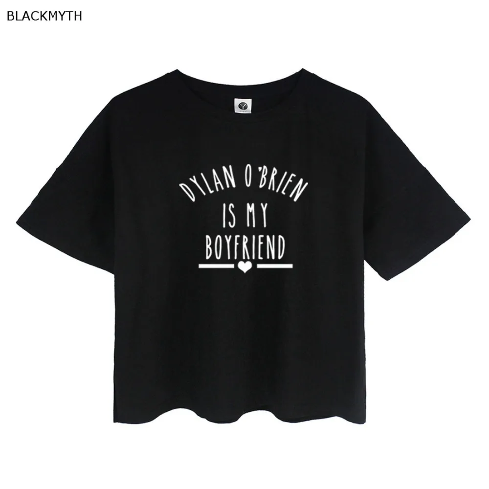 BLACKMYTH Дилан О 'Брайен мой бойфренд Милая Короткая Футболка с буквенным принтом