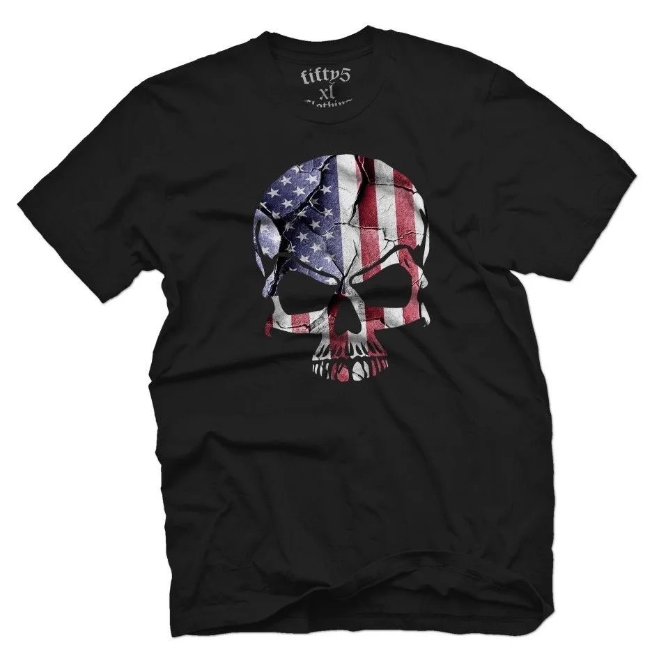 Модная летняя прямая Мужская футболка из 100% хлопка с треснувшим американским