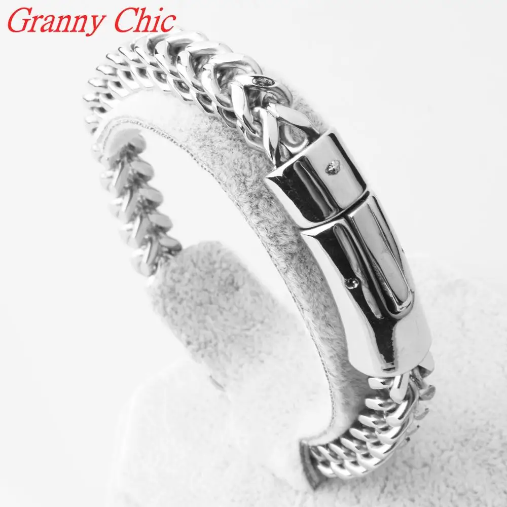 Granny Chic бренд 8 мм ширина змея Фигаро или коробка Роло цепи 316L нержавеющая сталь браслет мужские браслеты для мальчиков для жестких парней - Окраска металла: figaro chain22dot5cm