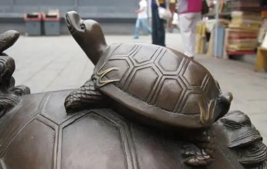 Китайский Бронзовый резной дракон черепаха Богатство Бог счастливый Статуэтка