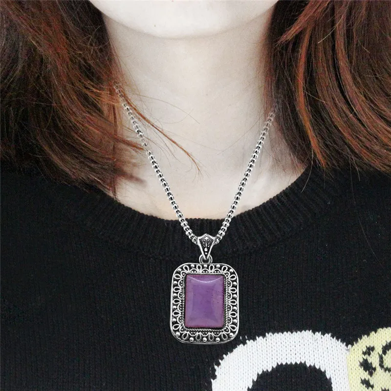 Природный камень фиолетовый Ювелирные наборы цветок кулон Цепочки и ожерелья