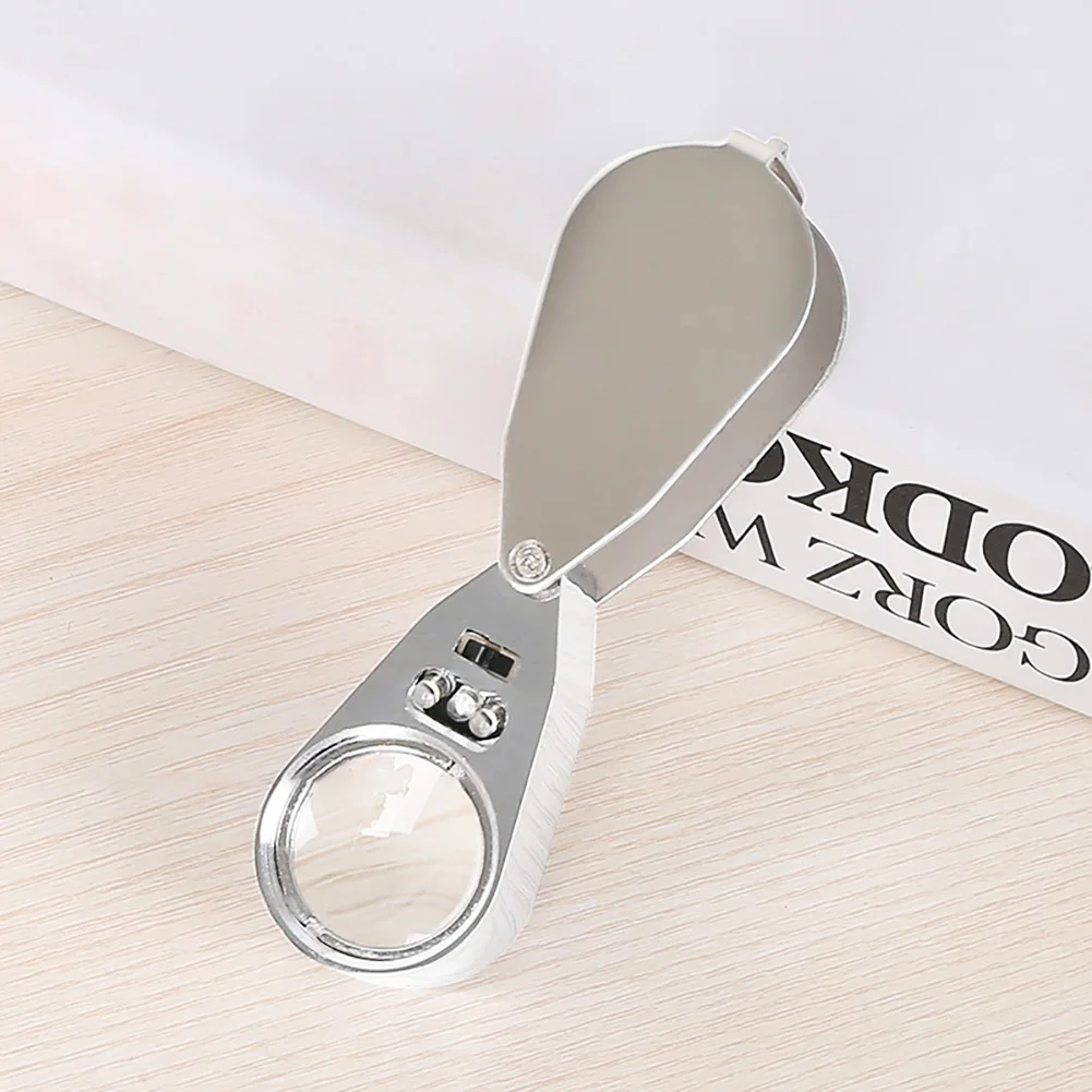 40 Times Useful Lightweight Full Metal Folding Scientific UV Light Portable LED Magnifier Counterfeit Detector Working Tool Gift |