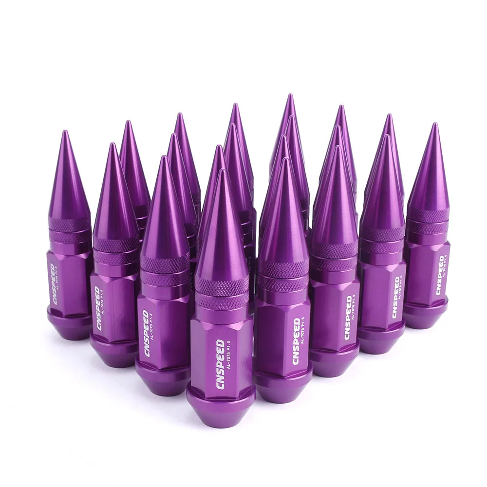 Purple CNSPEED M12x1.5 Колесные гайки Алюминий 90 мм Расширенный тюнер гоночный Колесные гайки Спайк Стиль 20 шт./компл. YC101194 - Color: Purple