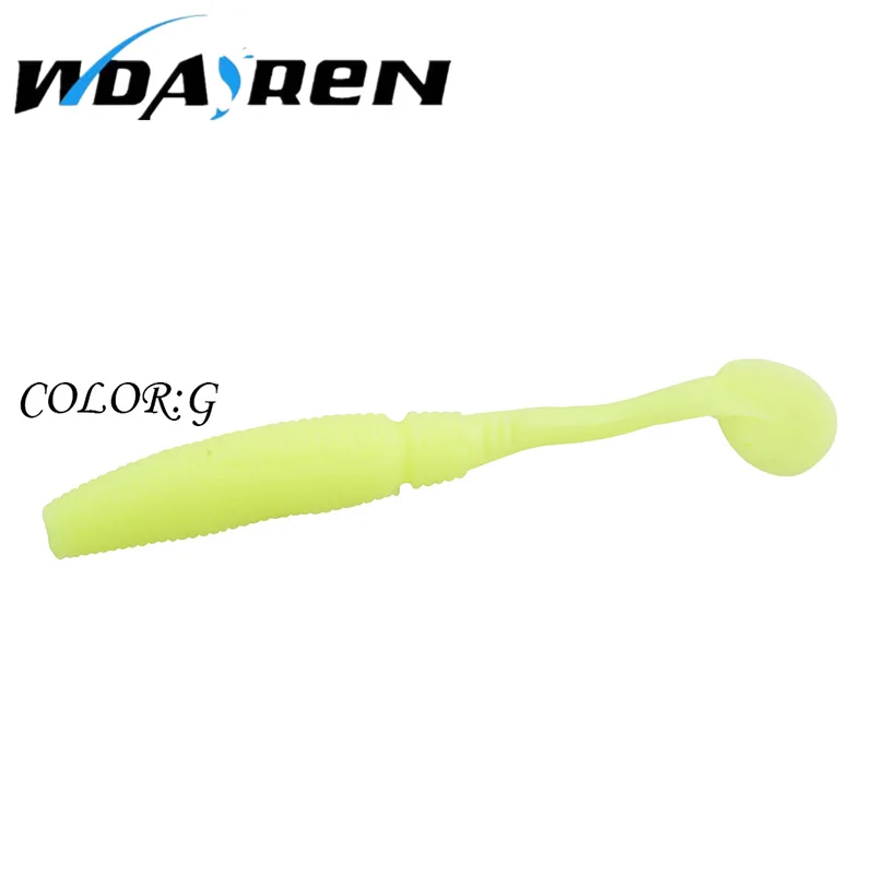 WDAIREN 20 шт./упак. рыболовные приманки 5,6 CM/0,8g T хвост плавающая приманка для рыбы пластиковый червь Карп Рыбалка мягкие приманки, искусственные FA-049 - Цвет: G