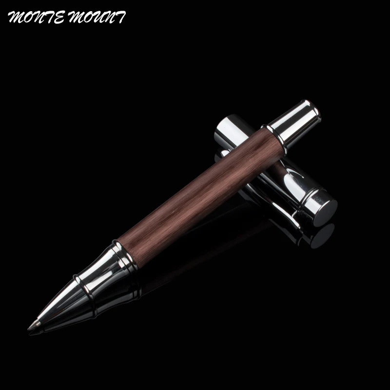 

1pc/lot MONTE MOUNT Y3 Roller Ball Pen Luxury Coffee Wood Silver Clip Pens