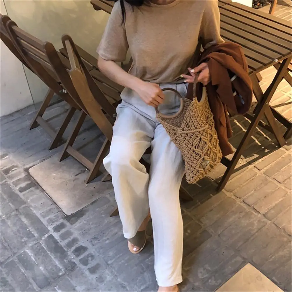 Новая модная круглая тростниковая ручка хлопчатобумажная веревка ажурная трава