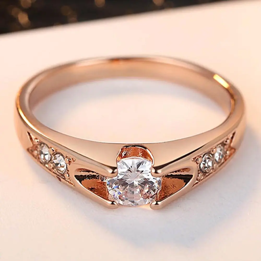 

Rose Gold Color Assembly Anel Feminino Bijoux Aneis 0.5 Ct Engagement Ring Zirconia Jewelry Rings