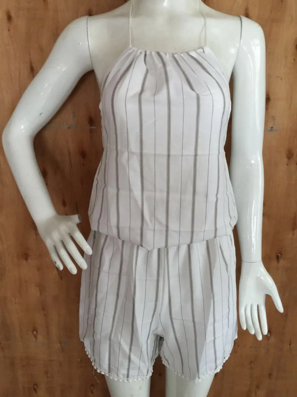 Лето 2016 пляж женщины комбинезоны полосатый кисточкой комплект мини комбинезон