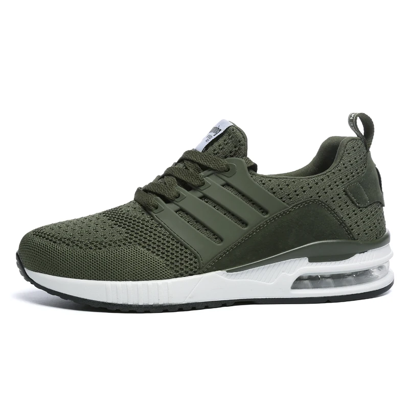 green fanshion shoe Мужские теннисные туфли на шнуровке; Мужская Спортивная обувь; дышащие сетчатые теннисные кроссовки; мужские туфли; Мужская обувь; черные кроссовки на подушке - Цвет: green fanshion shoe