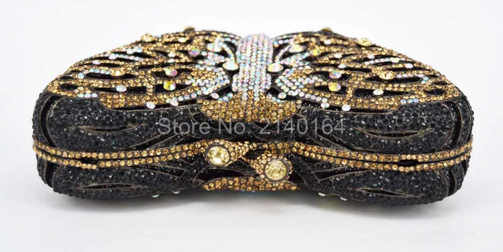 Стильная сумочка-клатч со стразами и бабочками Роскошная вечерняя сумочка с