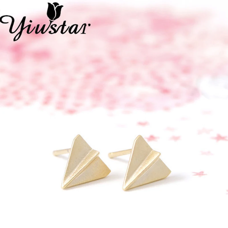 Yiustar новые модные популярные золотые розовые серьги гвоздики в виде самолета