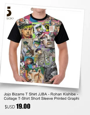 Jojo причудливая футболка JJBA-Rohan Kishibe-Collage, футболка с коротким рукавом, с графическим принтом, летняя футболка большого размера, забавная футболка