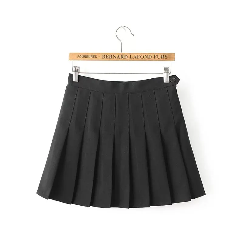 Женская плиссированная мини-юбка TAJIYANE Милая Черная белая в стиле Харадзюку