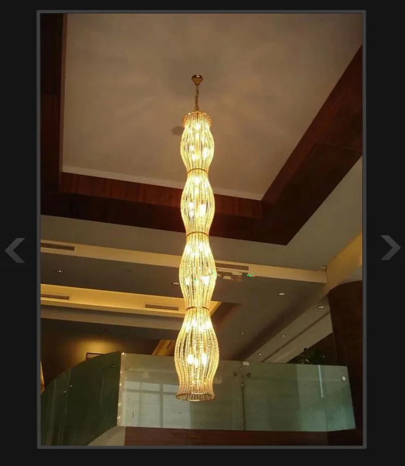 Duplex house 2-5M long cylinder chandelier lighting modern large crystal lustre Villa hotel stair Lighting Pendientes | Освещение