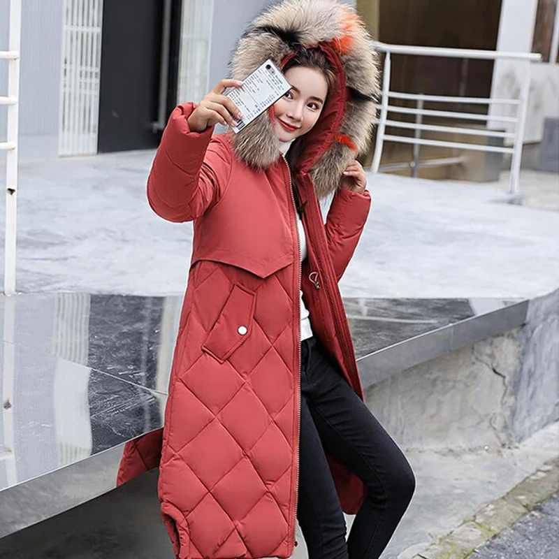 Повседневная зимняя куртка женские толстые теплые пальто Blouson Femme Hiver длинная