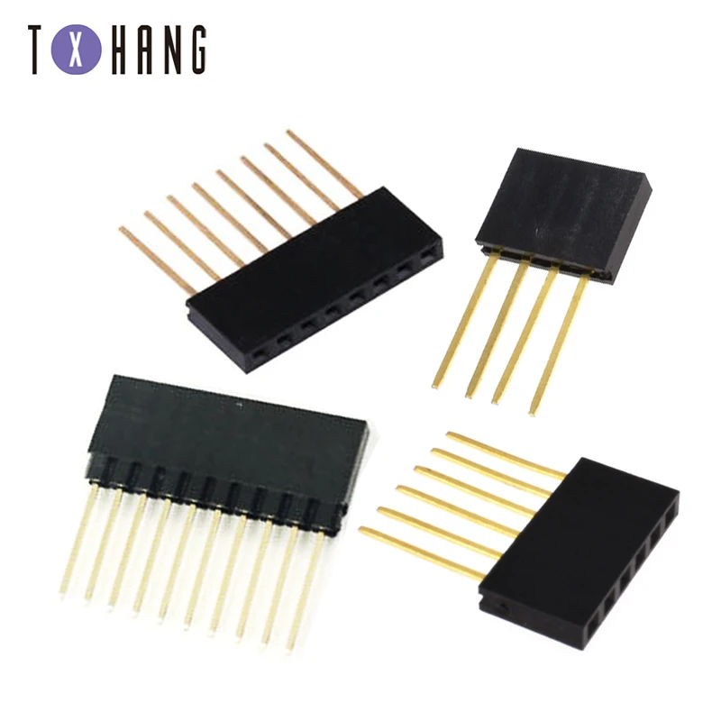 10 шт. 4/6/8/10 Pin Header 2 54 мм расстояние между экранами Длинные одиночный наращиваемых